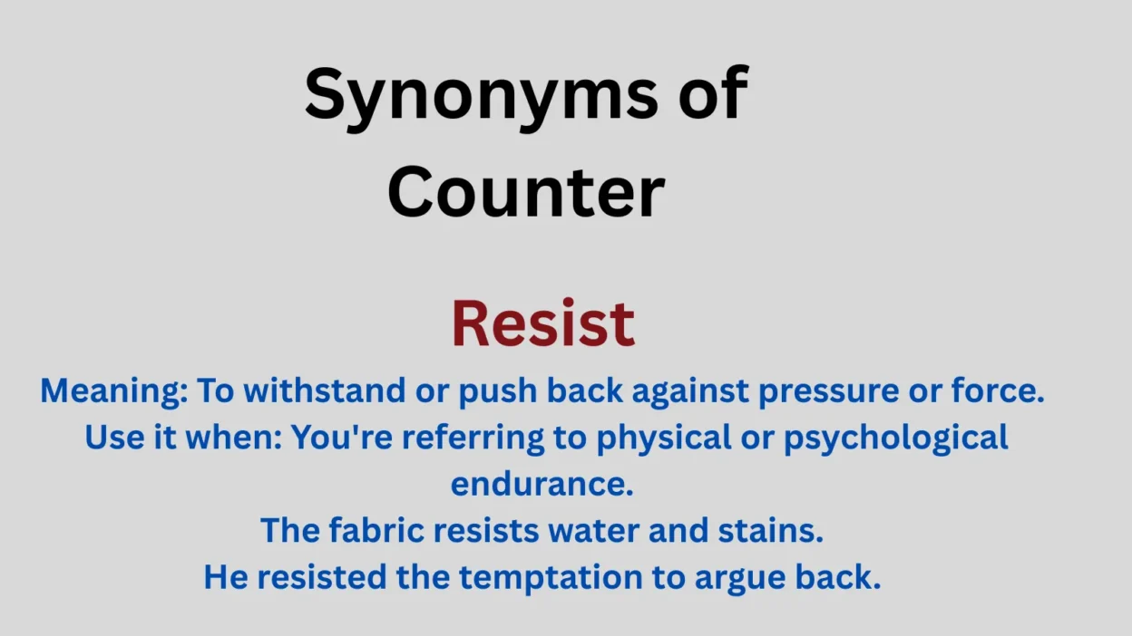Synonyms of Counter in Text