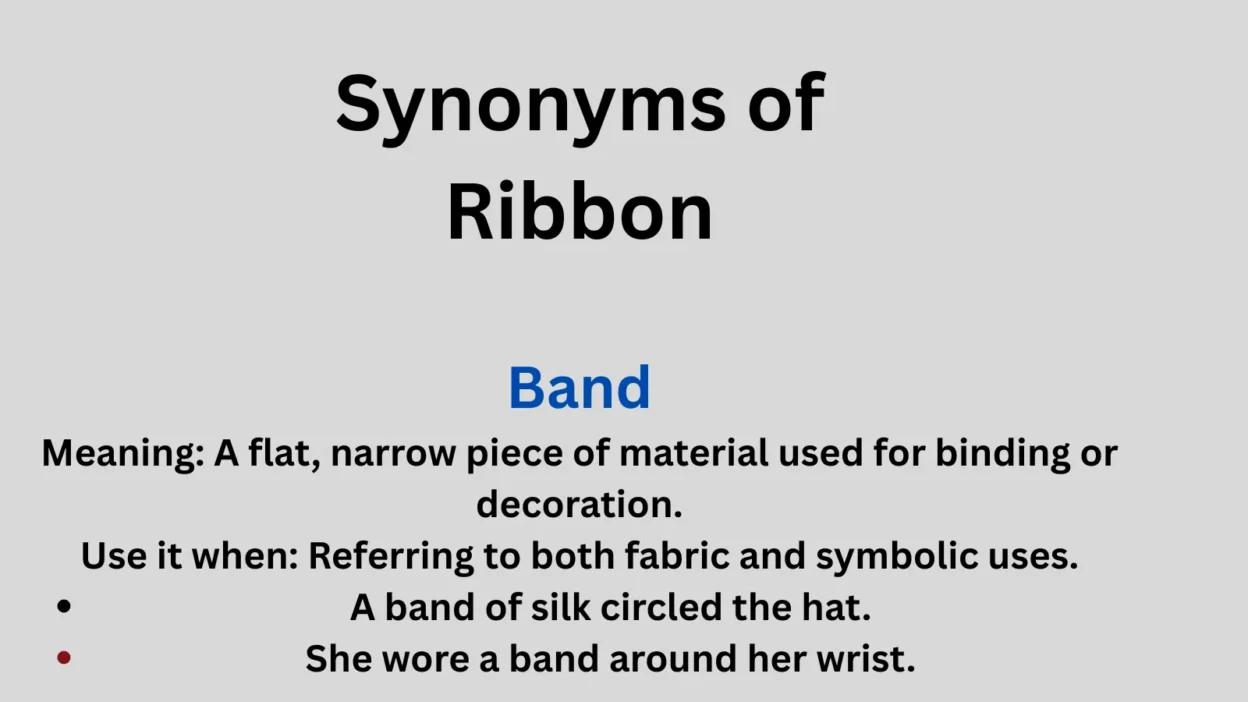 Synonyms of Ribbon in Text