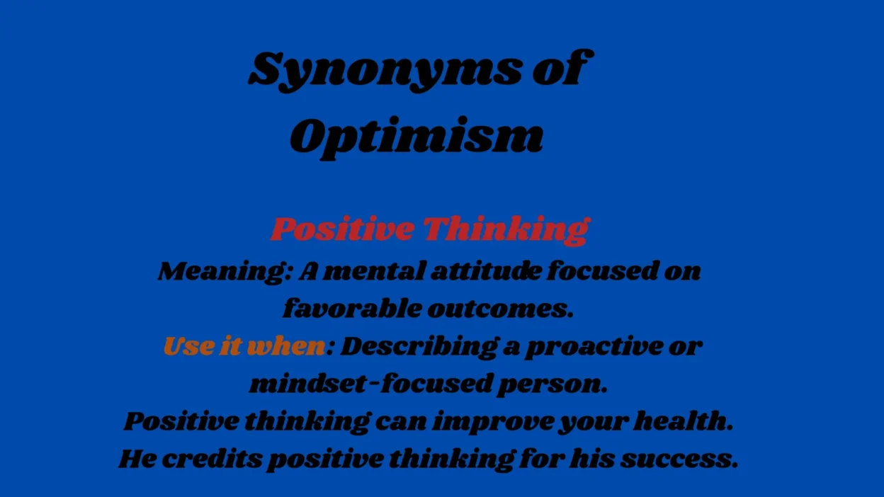 Synonyms of Optimism with Examples